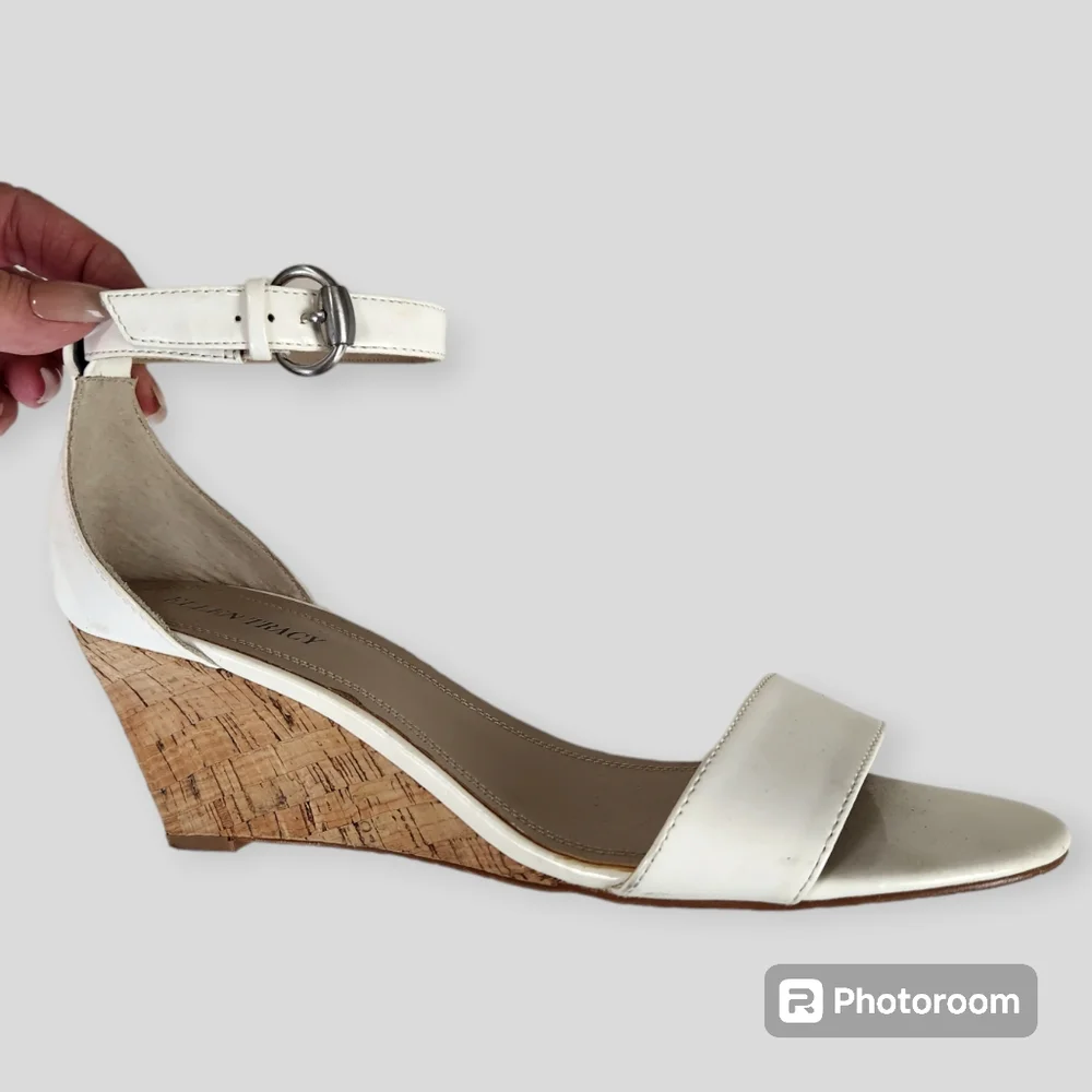 Ellen Tracy Billy Wedge Cork Ankle Strap Sandals size 10